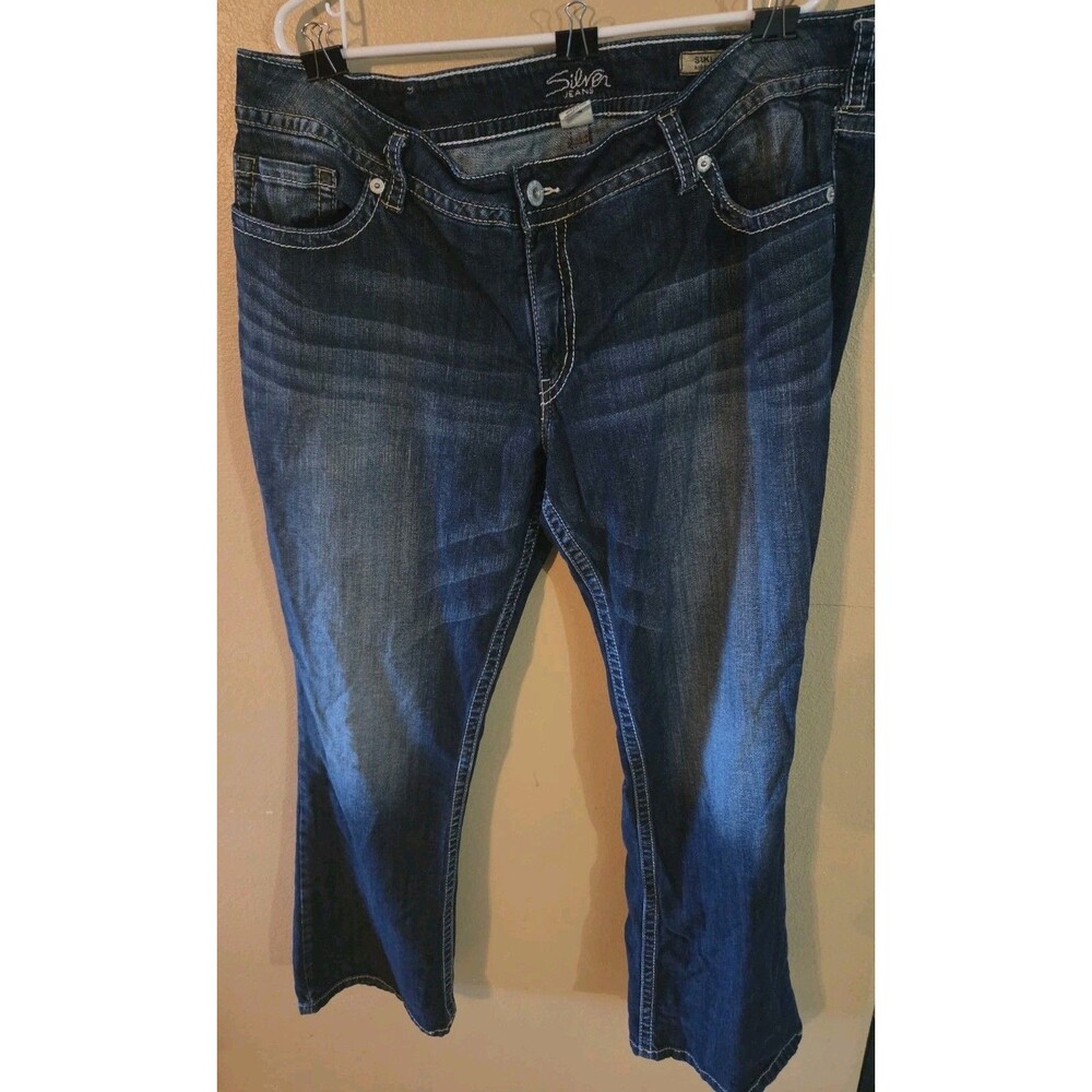 Silver Jeans Co Suki Bootcut Jeans Womens 24 Plus Curvy Thick Stitch Dark Wash